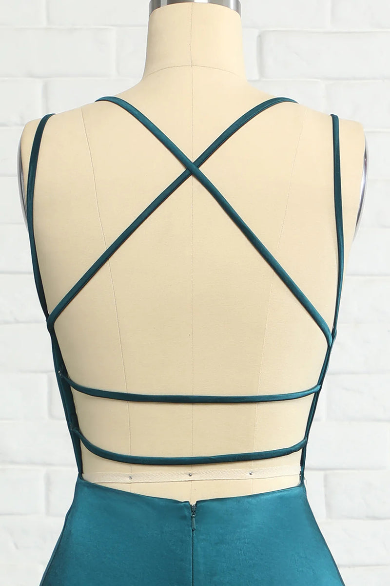 Load image into Gallery viewer, Peacock Blue Mermaid Backless Long Prom Dress