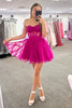 Load image into Gallery viewer, Fuchsia A-Line Sweetheart Tulle Corset Homecoming Dress