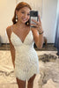 Load image into Gallery viewer, Sparkly Peacock Blue Beaded Tight Short Homecoming Dress with Fringes