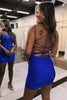 Load image into Gallery viewer, Sparkly Royal Blue Spaghetti Straps Homecoming Dress with Beading