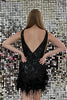 Load image into Gallery viewer, Sparkly Orange V Neck Sequined Homecoming Dress with Feather