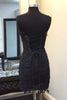 Load image into Gallery viewer, Sparkly Black Bodycon Corset Homecoming Dress with Lace