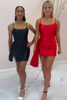 Load image into Gallery viewer, Black Spaghetti Straps Bodycon Homecoming Dress with Slit