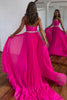 Load image into Gallery viewer, Sparkly Fuchsia A Line Pleated Long Prom Dress With Slit