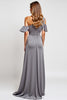 Load image into Gallery viewer, Grey One Shoulder Sheath Long Bridesmaid Dress with Slit