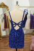 Load image into Gallery viewer, Glitter Blue Sequins Short Prom Dress Homecoming Party Dress