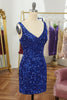 Load image into Gallery viewer, Glitter Blue Sequins Short Prom Dress Homecoming Party Dress