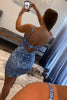 Load image into Gallery viewer, Glitter Blue Sequins Short Prom Dress Homecoming Party Dress