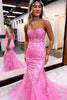 Load image into Gallery viewer, Red Sweetheart Neck Mermaid Long Prom Dress With Appliques