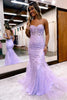 Load image into Gallery viewer, Sweetheart Neck Mermaid Purple Prom Dress With Appliques