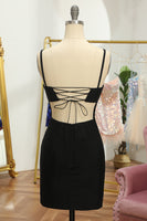 Load image into Gallery viewer, Fuchsia Sequins Lace-Up Tight Short Homecoming Dress