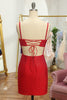 Load image into Gallery viewer, Fuchsia Sequins Lace-Up Tight Short Homecoming Dress