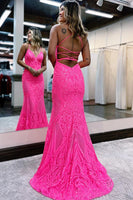 Load image into Gallery viewer, V Neck Pink Glitter Backless Mermaid Bodycon Long Prom Dress