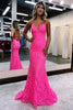 Load image into Gallery viewer, V Neck Pink Glitter Backless Mermaid Bodycon Long Prom Dress