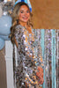 Load image into Gallery viewer, Silver Square Neck Mirror Homecoming Dress with Long Sleeves