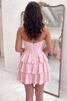 Load image into Gallery viewer, Sparkly Yellow Tiered Short Corset Homecoming Dress with Ruffles