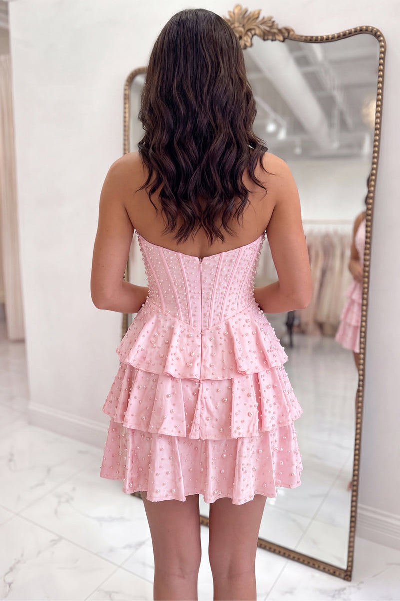 Load image into Gallery viewer, Sparkly Yellow Tiered Short Corset Homecoming Dress with Ruffles