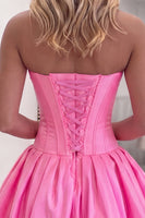 Load image into Gallery viewer, Sparkly Pink Beaded Short Corset Homecoming Dress with Flower