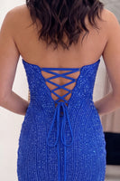 Load image into Gallery viewer, Sparkly Royal Blue Beaded Tight Short Homecoming Dress