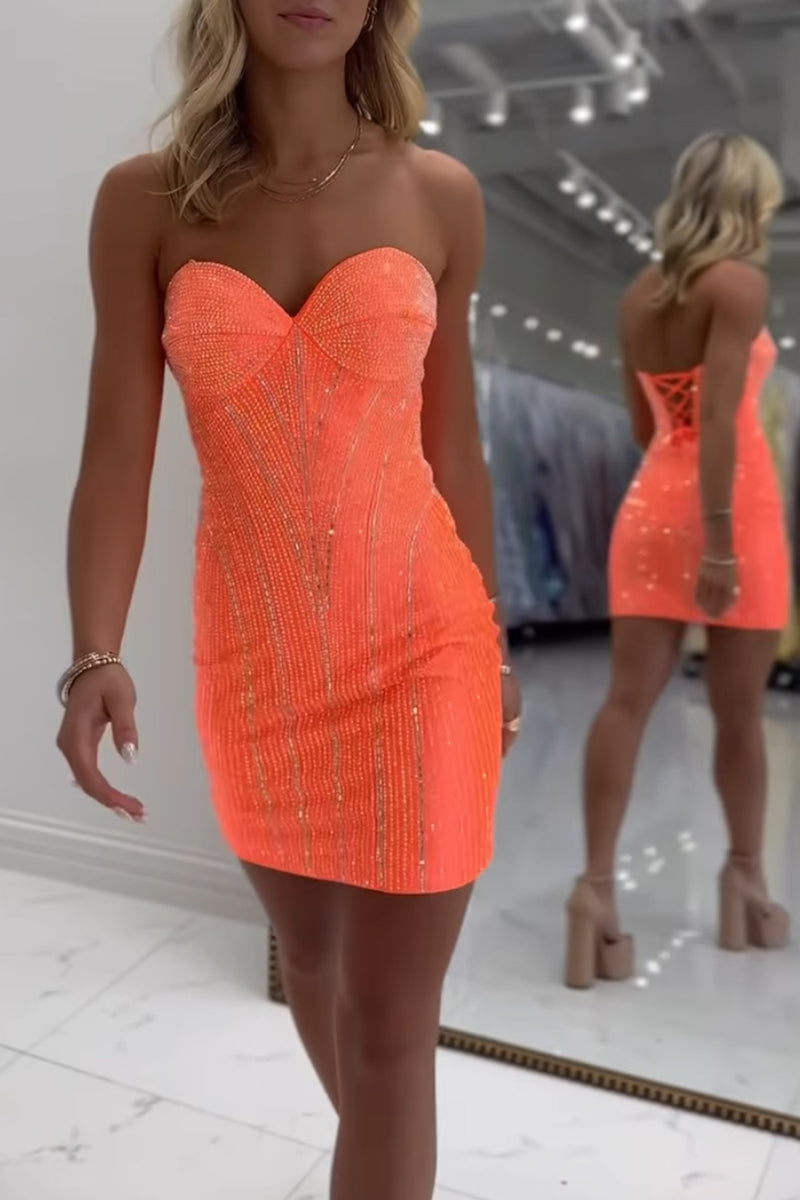 Load image into Gallery viewer, Sparkly Royal Blue Beaded Tight Short Homecoming Dress