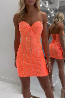Sparkly Royal Blue Beaded Tight Short Homecoming Dress
