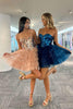 Load image into Gallery viewer, Sparkly Champagne A-Line Sweetheart Mirror Tiered Short Homecoming Dress