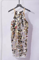 Load image into Gallery viewer, Sparkly Silver Spagehetti Straps Tight Mirror Homecoming Dress