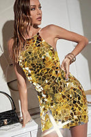 Load image into Gallery viewer, Sparkly Silver Spagehetti Straps Tight Mirror Homecoming Dress