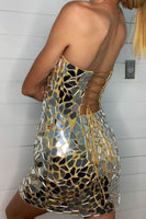 Load image into Gallery viewer, Silver Strapless Bodycon Mirror Short Homecoming Dress