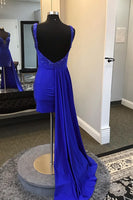 Load image into Gallery viewer, Spaghetti Straps Royal Blue Bodycon Homecoming Dress with Beading