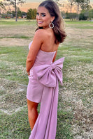 Load image into Gallery viewer, White Strapless Bodycon Homecoming Dress with Bow