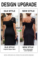 Load image into Gallery viewer, Black Sheath Ruched One Shoulder Long Mother of the Bride Dress with Appliques