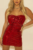 Load image into Gallery viewer, Sparkly Red Tight Sequin Spaghetti Straps Mini Dress with Bow