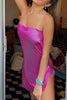 Load image into Gallery viewer, Sparkly Fuchsia Strapless Tight Mini Dress with Slit