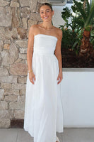 Load image into Gallery viewer, Simple White Strapless A-Line Maxi Engagement Dress