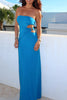 Load image into Gallery viewer, Sky Blue Satin Sheath Cut Out Strapless Long Prom Dress