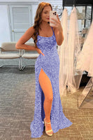 Load image into Gallery viewer, Mermaid Glitter Sequins Sexy Hot Pink Backless Long Prom Dress