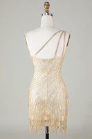 Load image into Gallery viewer, Sheath One Shoulder Blue Sequins Short Homecoming Dress with Tassel