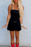 Load image into Gallery viewer, Black Bodycon Spaghetti Straps Mini Dress with Belt