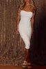 Load image into Gallery viewer, White Strapless Ruched Bodycon Midi Engagement Dress