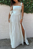 Load image into Gallery viewer, White Cut Out A Line Long Corset Formal Dress with Slit