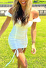 Load image into Gallery viewer, White Bodycon Off the Shoulder Ruched Mini Dress