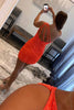 Load image into Gallery viewer, Glitter Orange One Shoulder Beaded Tight Homecoming Dress
