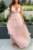 Load image into Gallery viewer, Blush Tulle A Line Tiered Halter Long Prom Dress with Ruffles