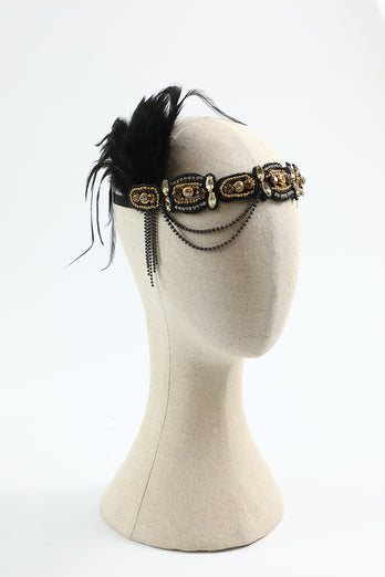 1920s Flapper Black Golden Five Pieces Accessories Set