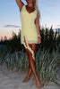 Load image into Gallery viewer, Yellow Chiffon Bodycon  V-Neck Mini Dress with Ruffles