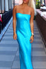 Load image into Gallery viewer, Simple Turquoise Mermaid Satin Strapless Maxi Dress