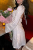 Load image into Gallery viewer, Sparkly White Backless Sequins Ruched Mini Dress with Sleeves