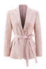 Load image into Gallery viewer, Sparkly Pink 2 Piece Sequin Pencil Midi Prom Suits with Sash
