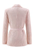 Load image into Gallery viewer, Sparkly Pink 2 Piece Sequin Pencil Midi Prom Suits with Sash